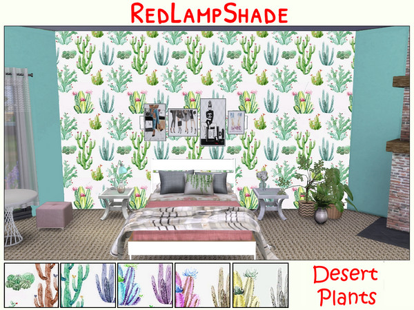 Sims 4 — Desert Plants by RedLampShade — Lovely paper showing cactus of different sizes Base game friendly with 6