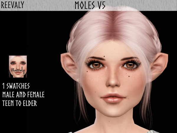 Sims 4 — Moles V5 by Reevaly — 1 Swatches. Teen to Elder. For Male and Female. Base Game compatible. Please do not