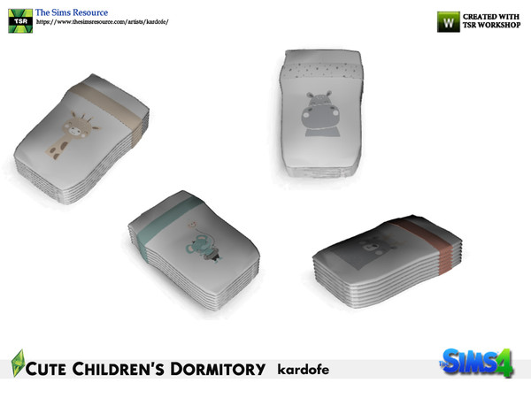 Sims 4 — kardofe_Cute Children's Dormitory_Stacked diapers by kardofe — Stacked groups of nappies, can be stacked, in