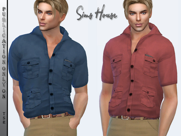 The Sims Resource - Men's safari shirt tucked