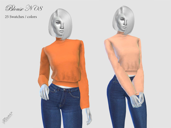 Sims 4 — Ladies Blouse N 08 by pizazz — NEW MESH included with download Base game 25 colors / swatches HQ - LODS - MAPS