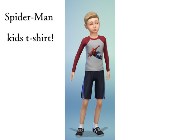 Sims 4 — Red Spider-Man kids shirt! by spiderman9980 — Red long sleeve shirt for kids with Spider-Man on the front and