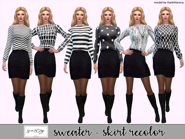 Sims 4 — Sweater-Skirt recolor so87g by so87g — Simple suit, in six recolors, compatible with base game. You can find it
