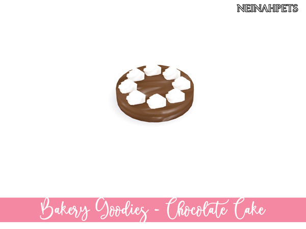 Sims 4 — Bakery Goodies - Chocolate Cake by neinahpets — A round cake with chocolate frosting and a circle of white