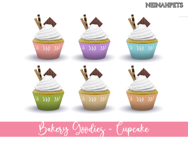 Sims 4 — Bakery Goodies - Cupcake by neinahpets — A small cupcake with a chocolate candy and waffle stick duo decoration