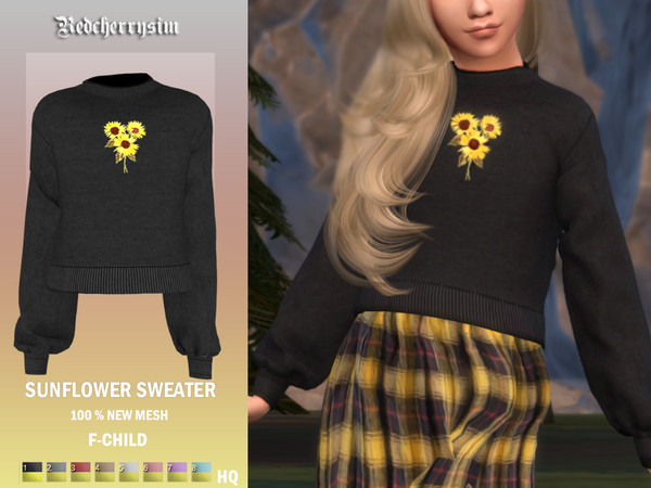 Sims 4 — Sunflower Sweater  by redcherrysim — 100 % Original Mesh has 8 swatches and is hq mod ready
