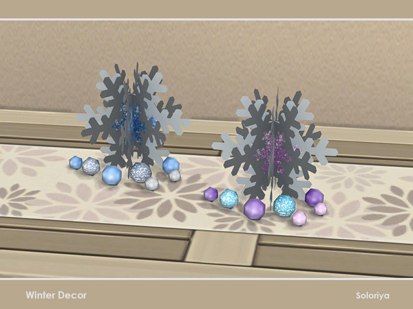 Sims 4 — Winter Decor. Snowflake by soloriya — Snowflake with decorative balls. Part of Winter Decor set. 2 color