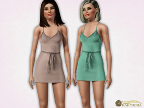 Sims 3 — Casual Dress Spaghetti Strap Sundress by Harmonia — 3 color. Recolorable Please do not use my textures. Please