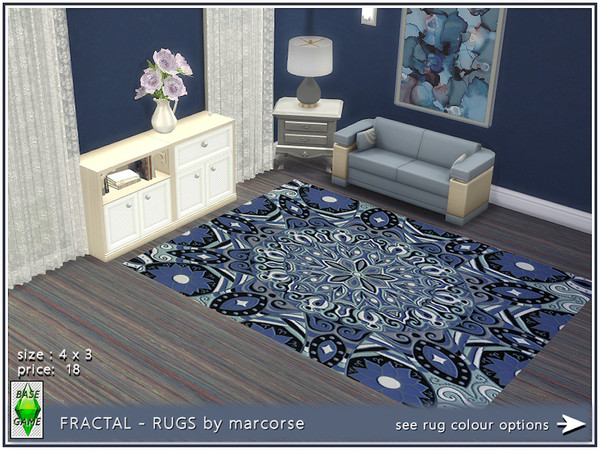Sims 4 — Fractal - Rugs by marcorse by marcorse — 6 colouful rugs in the 4x3 size, featuring a complex. floral fractal