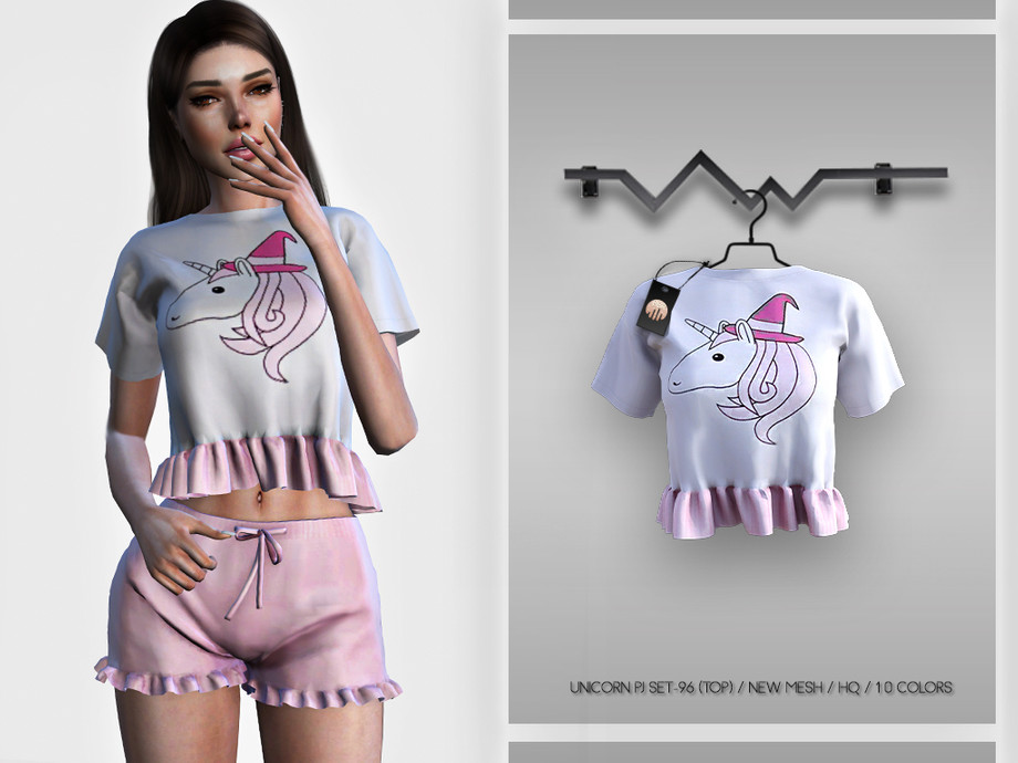 Sims 4 — Unicorn PJ SET-96 (TOP) BD363 by busra-tr — 10 colors Adult-Elder-Teen-Young Adult For Female Custom thumbnail