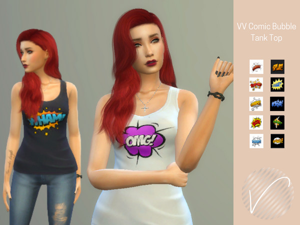 Sims 4 — VV Comic Bubble Tank Top by heyitsvern — 