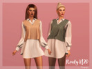 Sims 4 — Outfit - DR370 by laupipi2 — New outfit compound by a shirt and a sleeveless sweater! Autumn color palette New