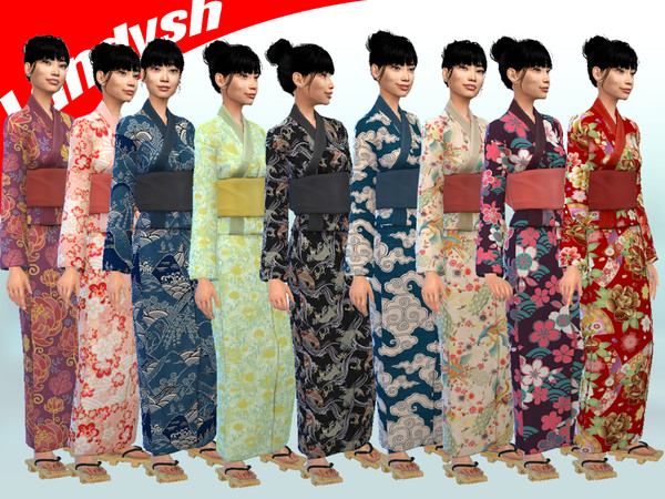 Sims 4 — Landysh - RECOLOR YUKATA (  The Sims 4 Snowy Escape )  by Landa-B — MESH - The Sims 4 "Snowy Escape"