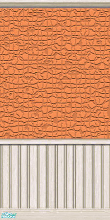 Sims 2 — Orange Mosiac by Velly_0_Belly — Orange wall using a more "weathered" look to the white paneling Maxis