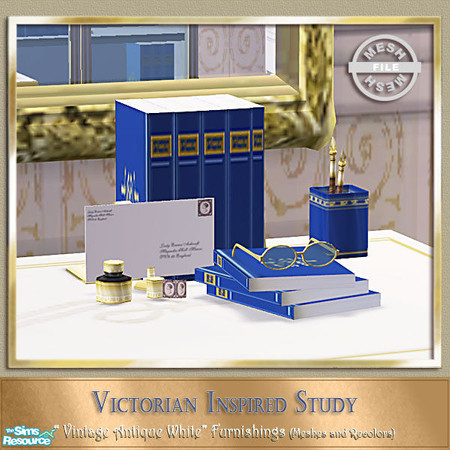 Sims 2 — Victorian Inspired Study - Desk Set 002 by Cashcraft — The Victorian Inspired Study set features 8 new meshes.