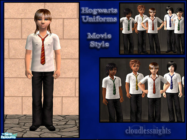 Sims 2 — Hogwarts uniforms - shirts and ties by cloudlessnights — Hogwarts uniforms for little boys, based on those seen