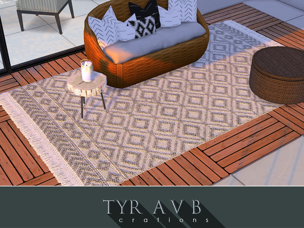 Sims 4 — Farmhouse Area Rug by TyrAVB — This beautiful bohemian area rug with tassels fits nicely every trendy, modern