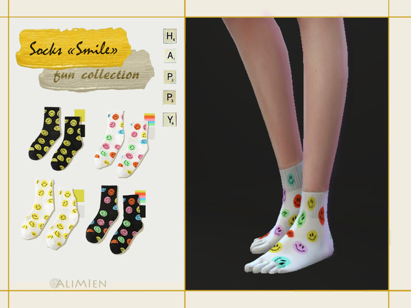 Sims 4 — Socks "Smile" by AliMIen — ~Socks from the "Fun" collection ~ Has 4 colors ~For teens to