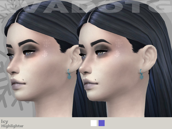 Sims 4 — ICY highlighter by EvaDotG — ~White swatch. ~Blue swatch. ~Shiny snowflakes all over.