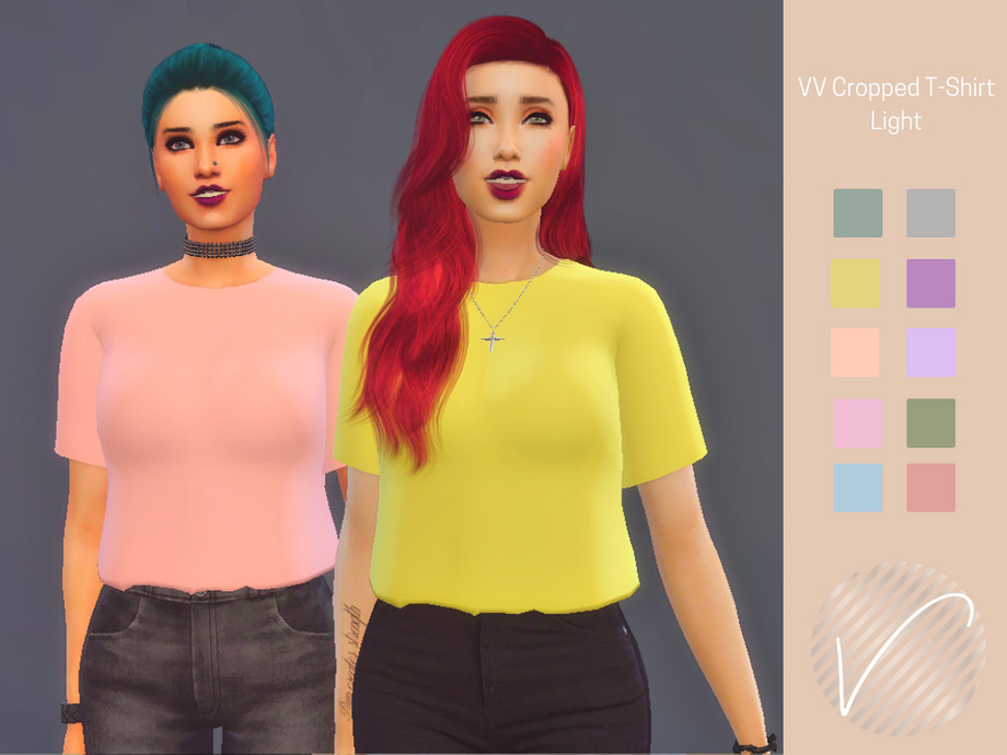 The Sims Resource - VV Cropped T-Shirt - Light