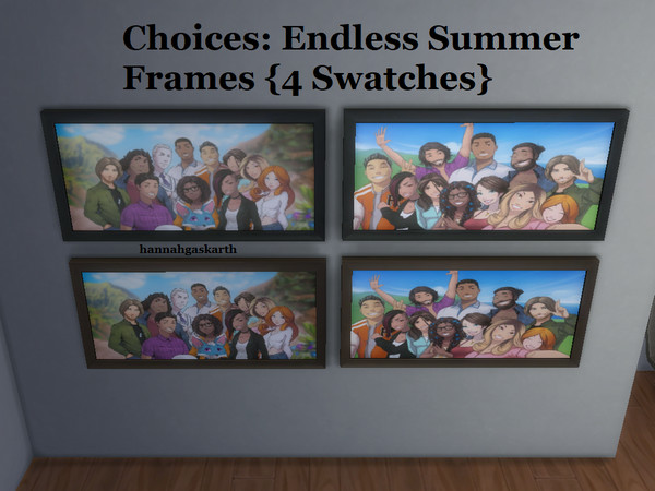 Sims 4 — Choices: Endless Summer Frame [4 Swatches] by hannahgaskarth2 — I miss the story, Endless Summer, on the app,