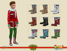 Sims 4 — Holiday Wonderland - Christmas boots male child by Birba32 — Boots for male children with Christmas pattern and