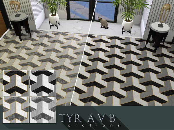 Sims 4 — Art Deco Marble Floor with Gold, Silver or no Inlay by TyrAVB — This marble floor with gold, silver or no inlay