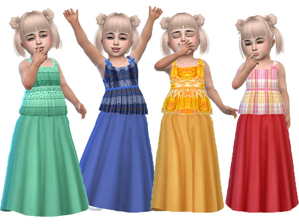Sims 4 — T55 Toddler skirt 01 (Base game) by TrudieOpp — Fancy long silk toddler skirt in 8 colors Sometimes toddlers
