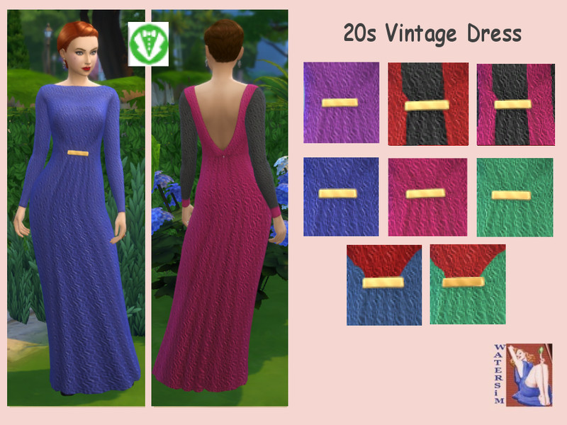 Sims 4 The Sims Resource | ws Dress 20s Glamour Vintage by TSR Creator