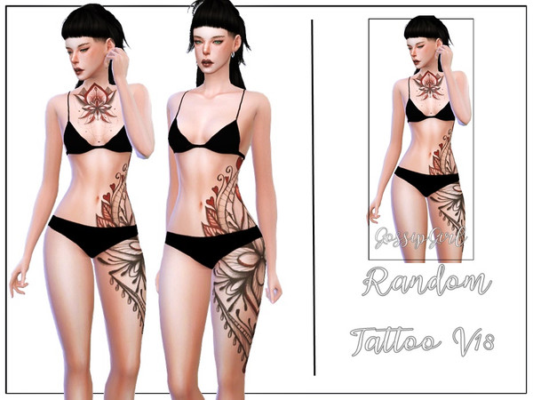 Sims 4 — Random Tattoo V18 by GossipGirl-S4 — - works with all skins and overlays - Light and dark swatches - teen to