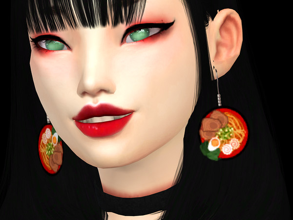 Sims 4 — Food Earrings [Recolor | Mesh Needed] by Saruin — Fruit slices was too easy, I decided to make ramen, but you'll