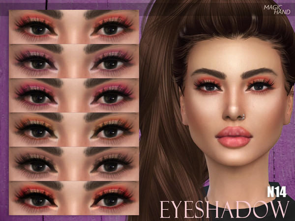 Sims 4 — [MH] Eyeshadow N14 by MagicHand — --12 available colors-- --Compatible with HQ settings-- --CAS thumbnail--