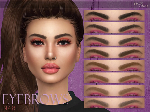 Sims 4 — [MH] Eyebrows N48 by MagicHand — --12 available colors-- --Compatible with HQ settings-- --CAS thumbnail--