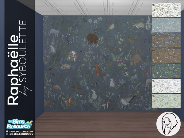 The Sims Resource - Raphaelle - Mural wallpaper with animal forest