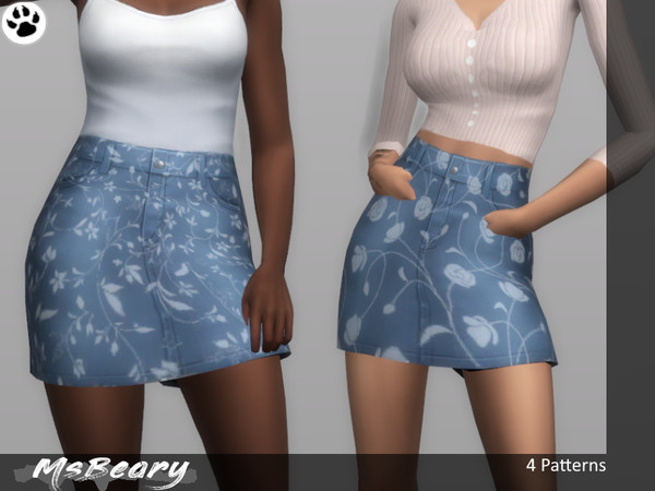Sims 4 — Recolored Sims Floral Skirt by MsBeary — Enjoy this floral skirt! (: Recolor of a base game skirt to have floral