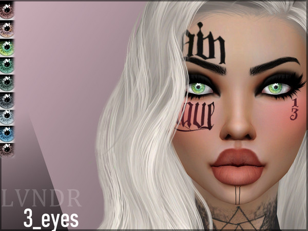 Sims 4 — 3_eyes by LVNDRCC — Eye colours in makeup category. Teen-elder 9 swatches HQ friendly Shot taken with HQ mod 