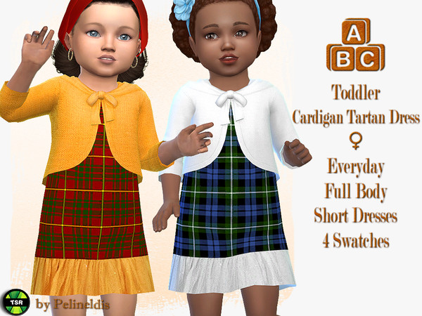 The Sims Resource - Tartan Dress with Cardigan - Needs SP Toddler