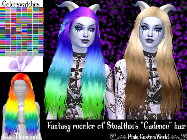 Sims 4 — Fantasy Retexture of Cadence hair by Stealthic by PinkyCustomWorld — - Recolor in 72 different colors - Custom