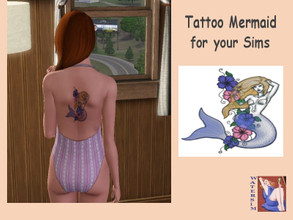 Sims 3 — ws TattooMermaid by watersim44 — Self created Tattoo for your Sims Mermaid with flowers old style. For Ambitions