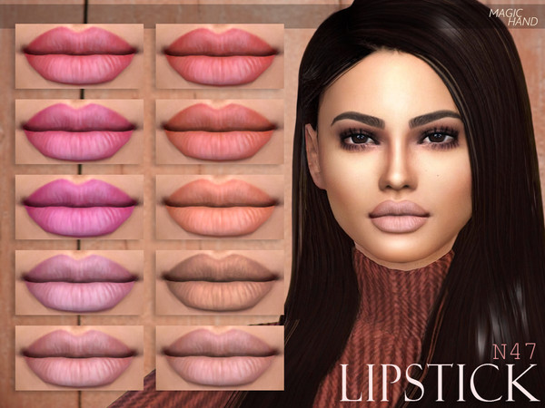 Sims 4 — [MH] Lipstick N47 by MagicHand — --15 available colors-- --Compatible with HQ settings-- --CAS thumbnail--