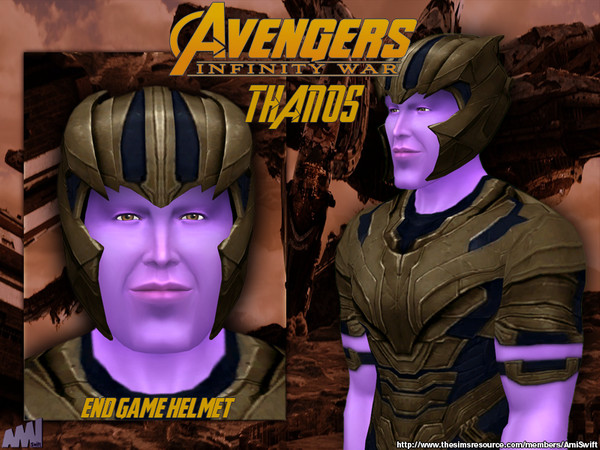 Sims 4 — Thanos Helmet by AmiSwift — Marvel Comics costumes based on the superhero films Avengers: End Game &