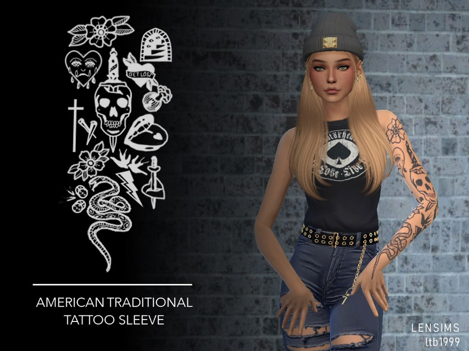 The Sims Resource - American Traditional Tattoo Sleeve