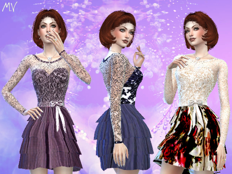 The Sims Resource | Transparent sleeve dress