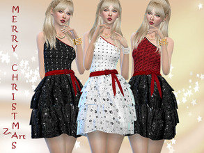 Sims 4 — DreamZ. 11 Dress by Zuckerschnute20 — A festive dress with a frilled skirt, sequins and glittering stars for an