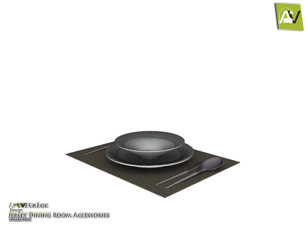 Sims 3 — Jersey Placemat, Plates, Fork, Knife And Spoon by ArtVitalex — - Jersey Placemat, Plates, Fork, Knife And Spoon