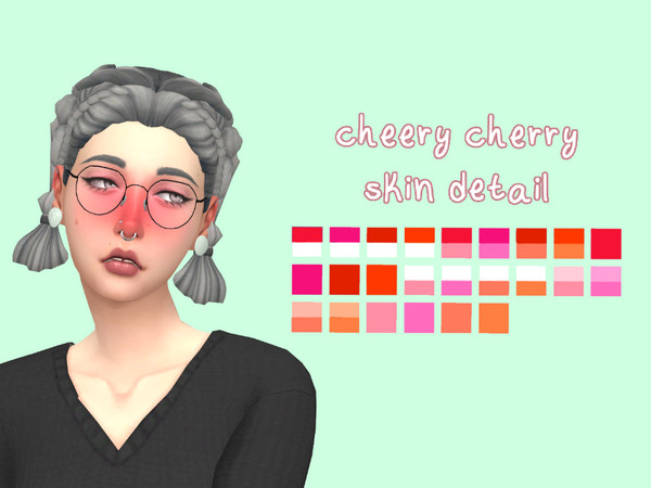 Sims 4 — cheery cherry blush by plasmafruitsalad — 24 swatches with varying blush & highlight opacity options. adds