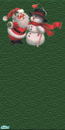 Sims 2 — NK Santa and Frosty Wall by MoMama — Santa and Frosty chum around atop a green wall with a snowflake print.