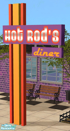 Sims 2 — Hot Rod's Diner - Big Sign Mesh by Shannanigan — I don't know about you... but I can't get enough Googie Style