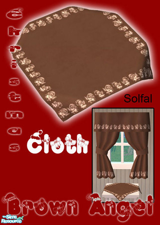 Sims 2 — Christmas Cloth Brown Angel by solfal — New curtain and cloth colours for christmas decoration