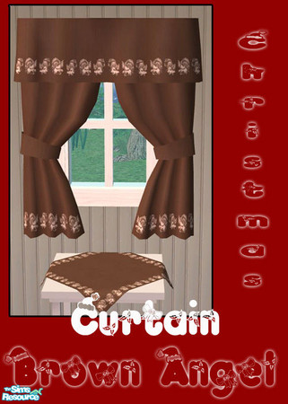 Sims 2 — Christmas Curtain Brown Angel by solfal — New curtain and cloth colours for christmas decoration